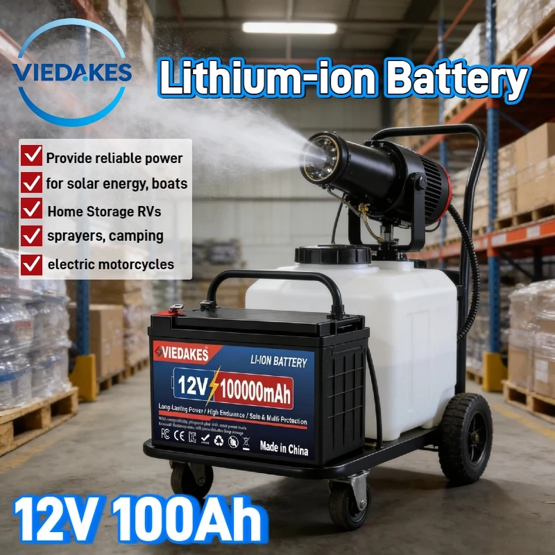 

Reliable 12V LiFePO4 Battery 100Ah - Rechargeable Deep Cycle for Solar System Boat Camping RV Electric Wheelchair Sprayer