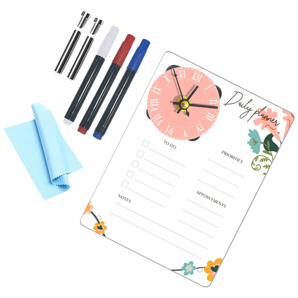 مجموعة واحدة من لوحة المذكرات الدائمة من الأكريليك مع لوحة مسح جافة شفافة على مدار الساعة لمنظم جدول تخطيط المكتب على الطاولة #3