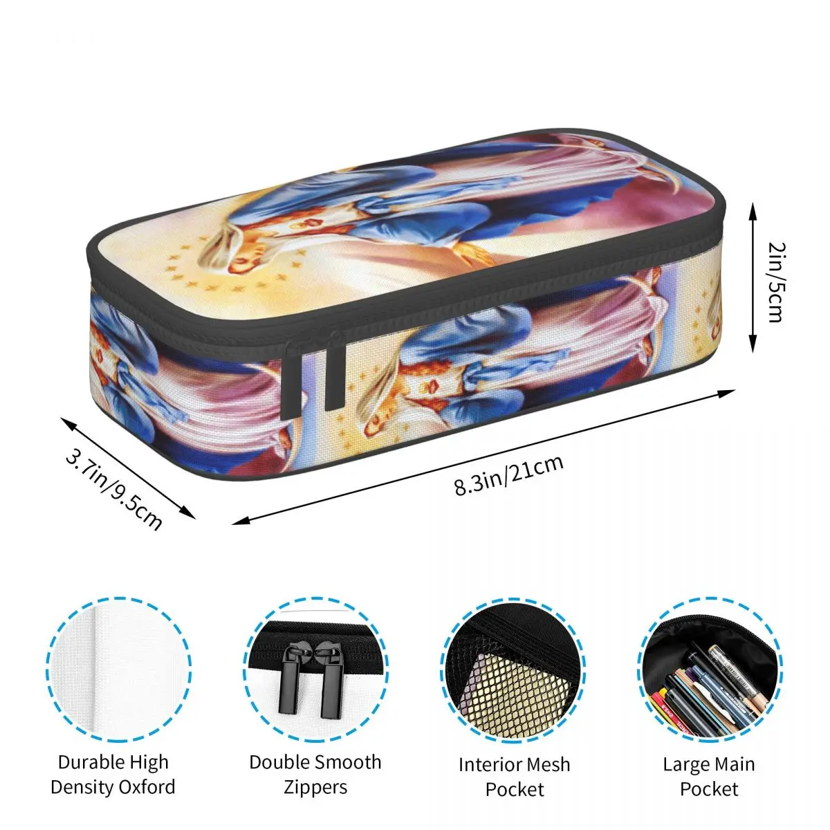 مخصص الكاثوليكية مريم العذراء مقلمة للفتيات الفتيان تخزين كبير سيدة غوادالوبي صندوق القلم حقيبة اللوازم المدرسية