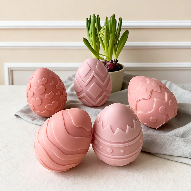 3D jajko wielkanocne świeca silikonowe formy DIY świeca aromaterapeutyczna gipsowe ozdoby z żywicy geometryczne jajka formy dekoracje wielkanocne rzemiosło — zdjęcie 7