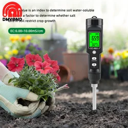 EC-8801 Portable Digital Display Soil EC/temperature Soil Tester With Backlight, Horticultural Planting Probe Soil Detector