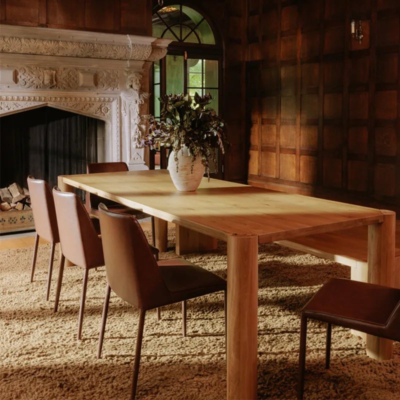 Nordic all-solid wood dining table, minimalist rectangular conference table