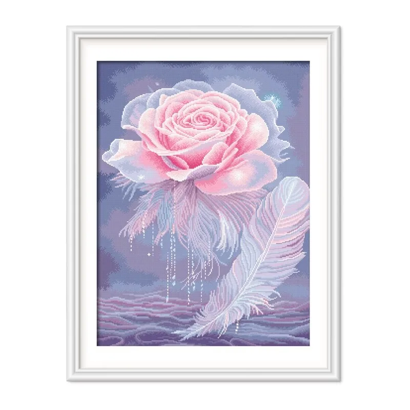 

11CT 70X87CM Rose Pre-Printed Cross Stitch DIY Embroidery Set Handmade Handicraft Floss Needle Crafts 26Colors