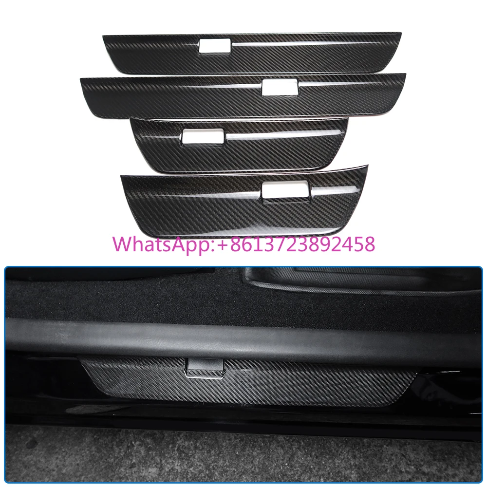 

For Tesla Model 3 Highland 2023+ Car Threshold Anti-Scratch Kick Plate Door Sill Guard Cover Carbon Fiber Accessories Trim