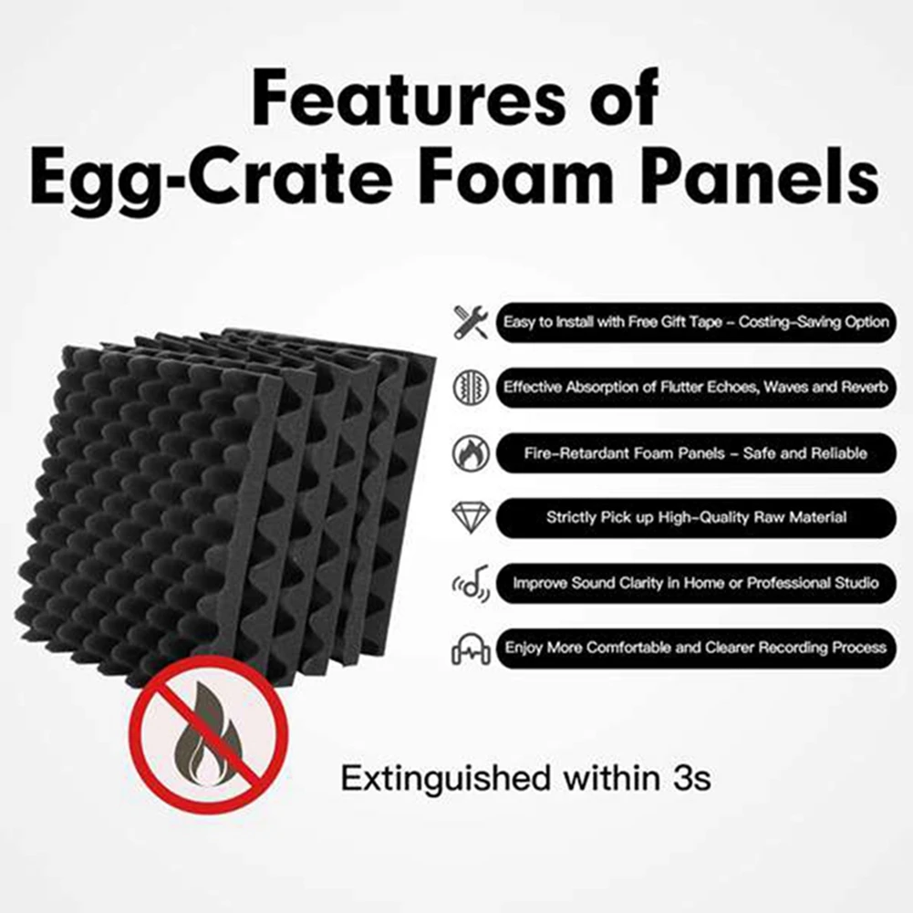 Dropship-Self Adhesive Acoustic Foam Panels Fireproof Soundproofing Treatment Wall Panel,Reduce Noise Foam For Studio,Etc