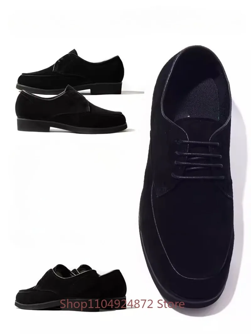 

Handmade British Style Derby Shoes Men's Designer Sheepskin Suede Office Wedding Dress Shoes Man Spring Autumn