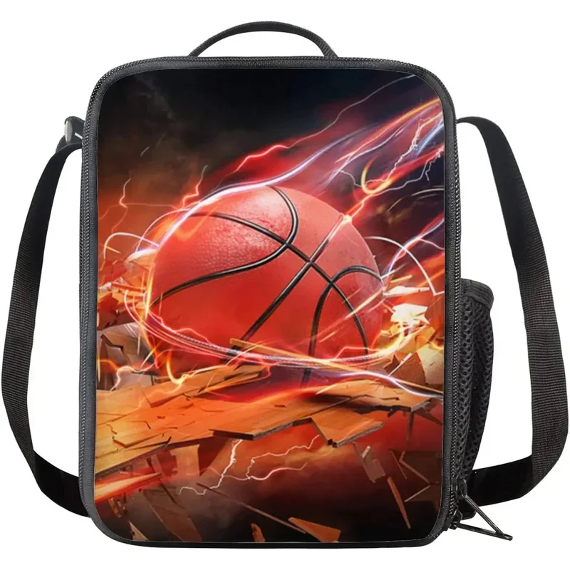 Insulated Lunch Bag for Boys Girl Reusable Sports Lunch Box for School Work Picnic Office Waterproof Tote Bag Shoulder Strap