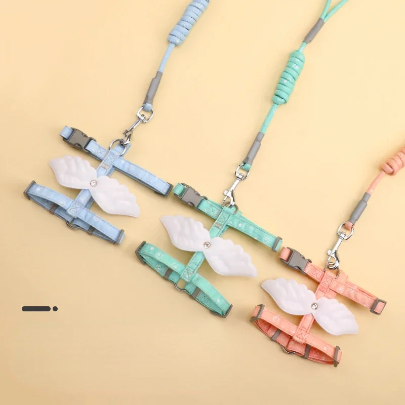 Sweet  Angel Wing Cat Harness 120cm Leash Outdoor Cat Dog Harness and Leash Set Water Proof Vest Chest Strap Kitten Accessories