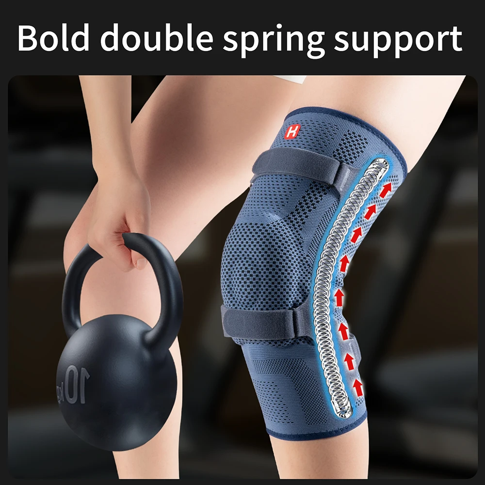 Knee Support with Patella Pad and Lateral Stabilizer, Adjustable Compression Sleeve for Meniscus Injury and Sports Recovery