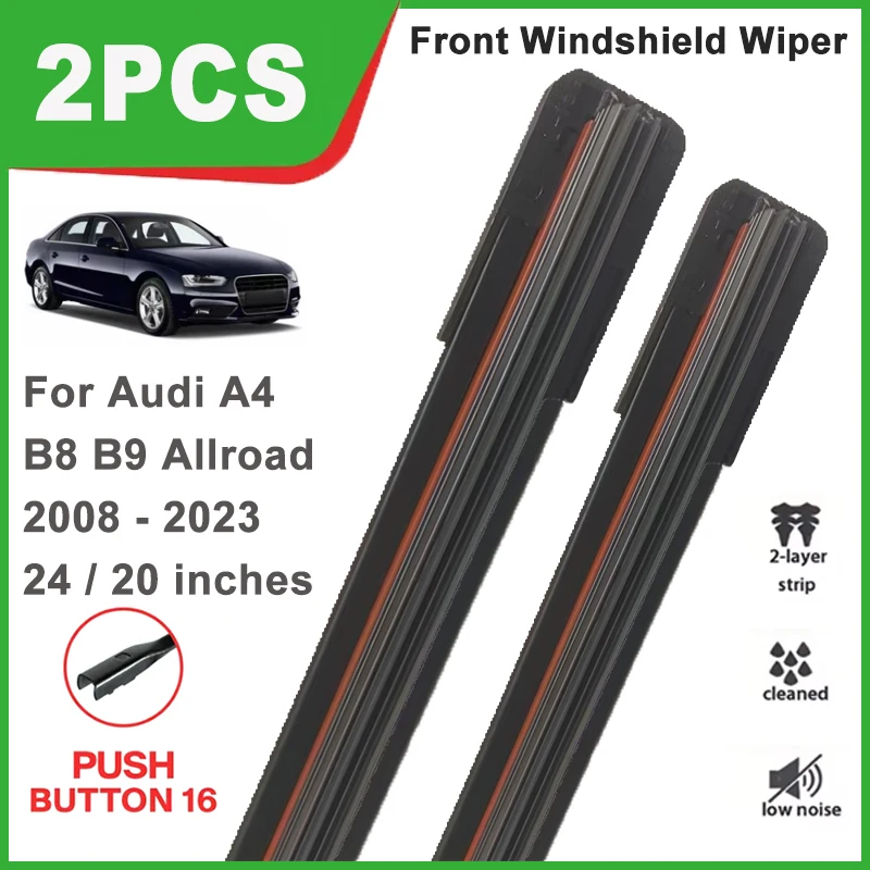 

24"+20" Double Rubber Front Wiper Blades, Durable Windscreen Windshield Replacement Parts For Audi A4 B8 B9 Allroad 2008-2023