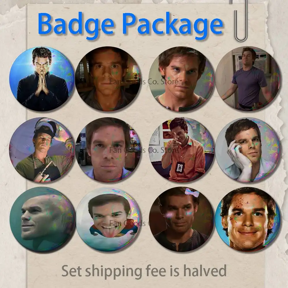 D-Dexter Morgan Brooches for Backpack Accessories 25,32,44,58,75mm Round Enamel Pins 2-piece set Cartoon Anime Badge