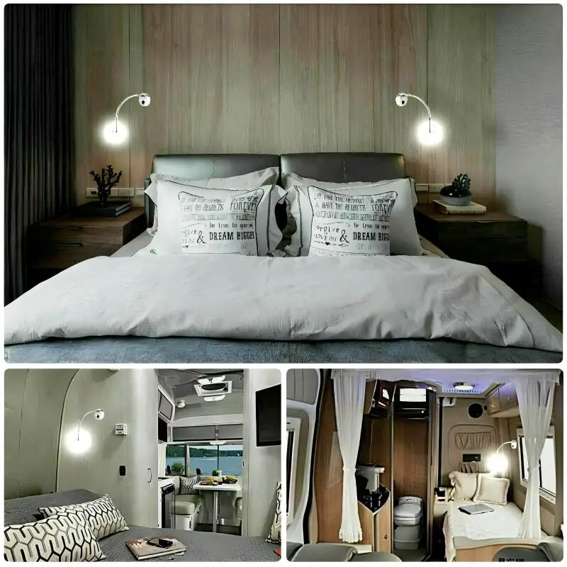 

2 шт., 12 В, светодиодный светильник для чтения в караване, универсальный шланг, прикроватный прожектор, настенный светильник, защита глаз, антибликовые автомобильные светильники