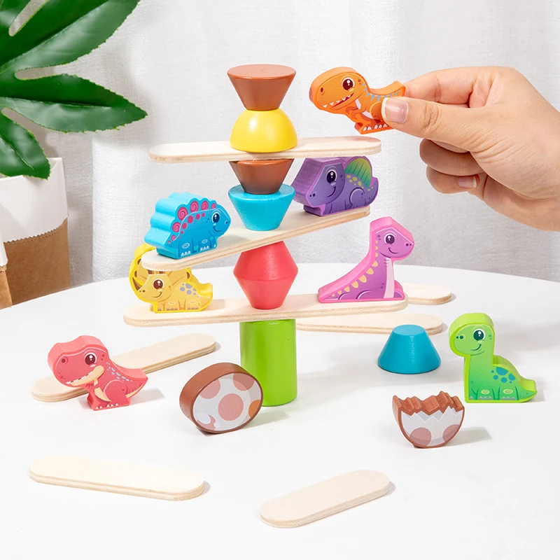 Wooden Blocks of Animal Model  Educational Montessori Activities Toy for Toddlers  Sorting Stacking Balancing and Building