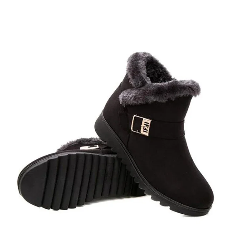 YAERNI Women Warm Ankle Boots Faux Fur Winter Womens Waterproof Anti Slip Ankle Bootie Warm Fur Footwear Shoes BootenE1189