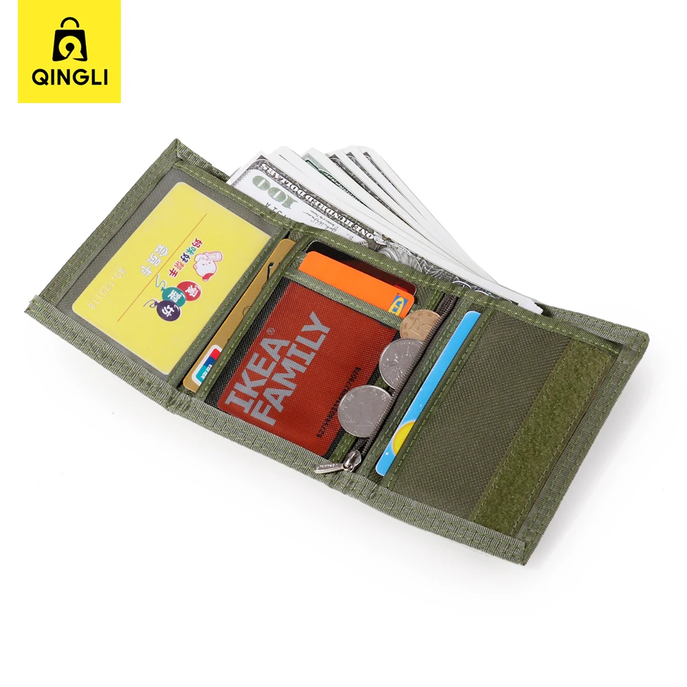 New Retro Canvas Wallet for Men Outdoor Sports Wallets Women\'s Bank Credit Card Bag with Key ring HOOk&LOOP Zipper Coin Purse