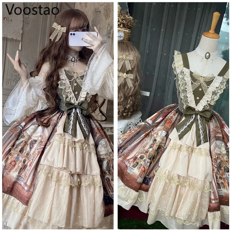 Vintage vittoriano elegante Lolita principessa Jsk abito da donna dolce fiocco in pizzo senza maniche abiti da festa ragazze chic abiti da sposa MS