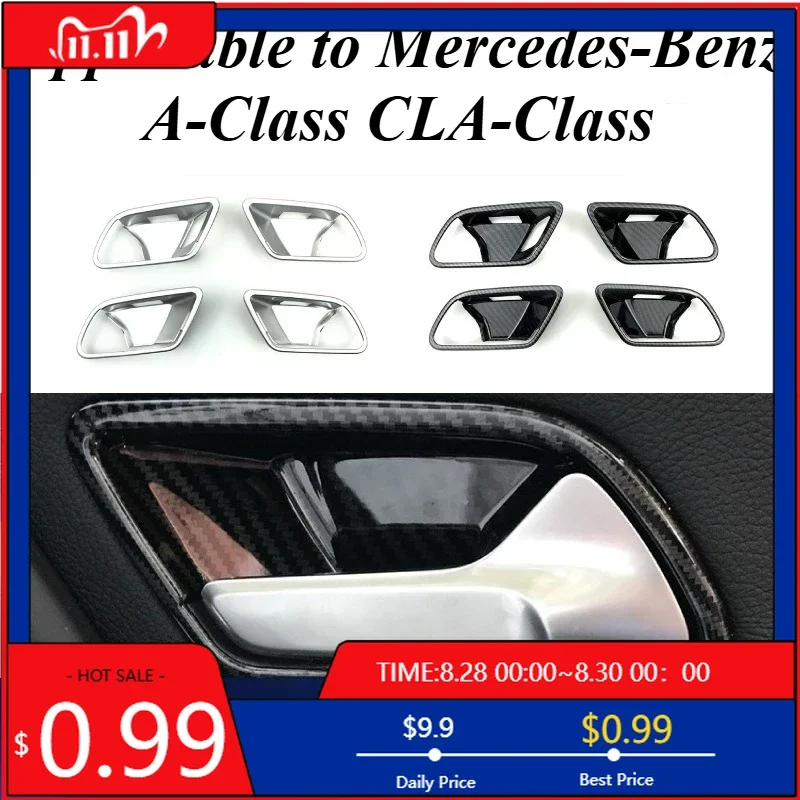 

Внутренние наклейки для Mercedes A-Class CLA W177 C118, внутренняя дверная ручка, чаша, накладка, ABS, углеродное волокно, защита от царапин, St