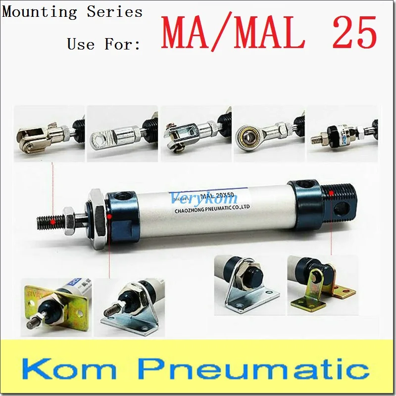 Pneumatic Bore 25MM MA MAL MAJ MALJ Mini Air Cylinder MAL25 MA25 Repair Kit Mounting Foot Install Parts Airtac Type MAL25X100SCA