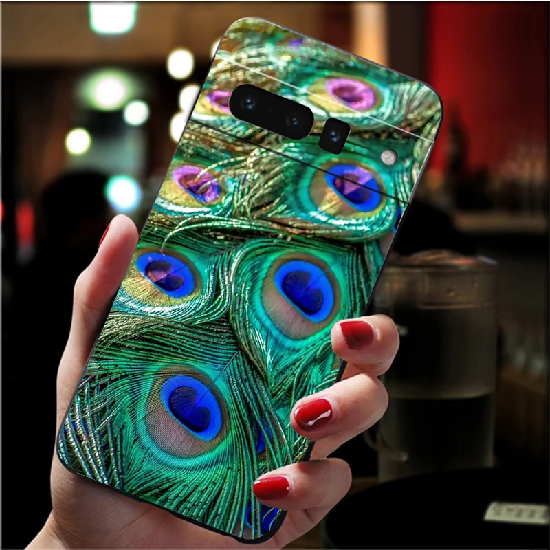 حافظة لهاتف جوجل بيكسل 10 9 Pro XL 9A 8 7 6 Pro Pixel 8A 7A 6A Pixel 8 7 6 5 حافظة ريش الطاووس Funda #4