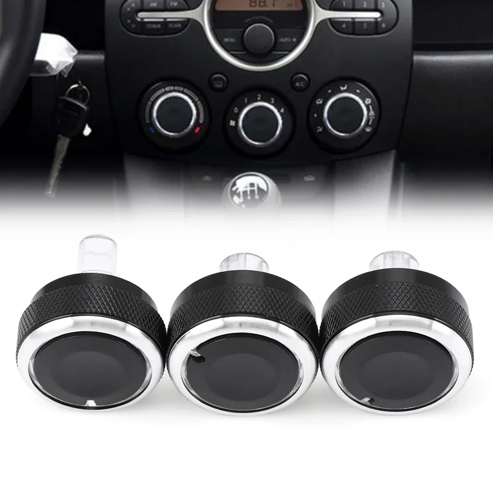 3PC/LOT FIT FOR MAZDA 2 M2 DEMIO 07-14 SWITCH KNOB KNOBS HEATER HEAT CLIMATE CONTROL BUTTONS DIALS FRAME AC AIR CONDITIONING