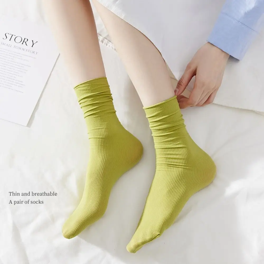 Cute Breathable Socks Casual Soft Lastic Socks Solid Color Short Socks