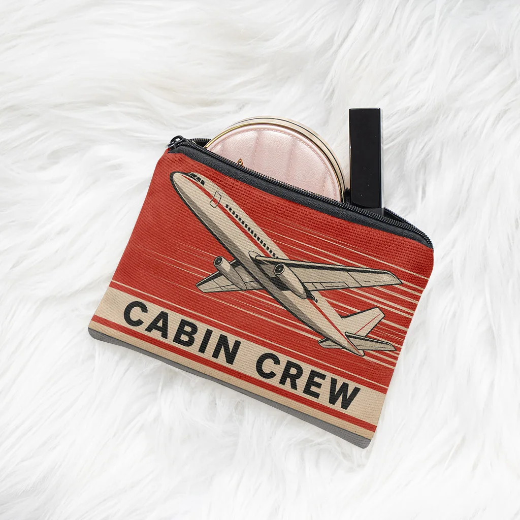 Airplane Take Off Poster Coin Purse Suitable Small Portable Zipper Wallet with Card Holder, Lightweight Key/Earphone Storage Bag