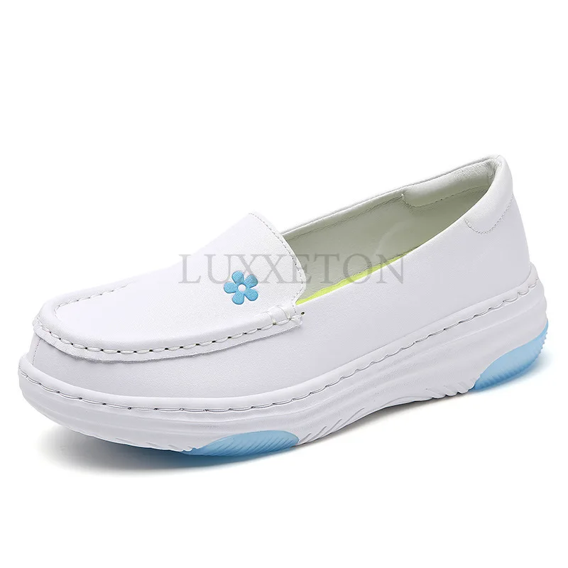 High Quality Women Shoes for Nurses Non Slip Comfortable Flat Casual Work Shoes Wedge Heeled Thick Soled White Shoes for Women