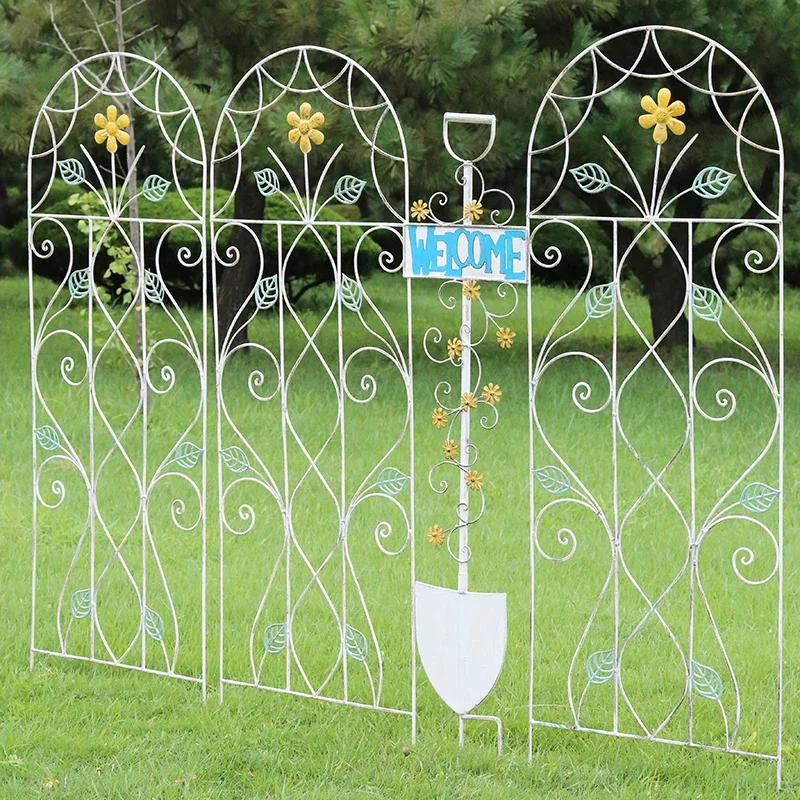 Island-La retro iron climbing frame flower rack pastoral metal flower fence garden yard fence plant climbing vine rack