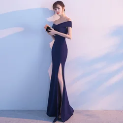 banquet evening dress dress elegant long one shoulder fishtail host dress dress dress