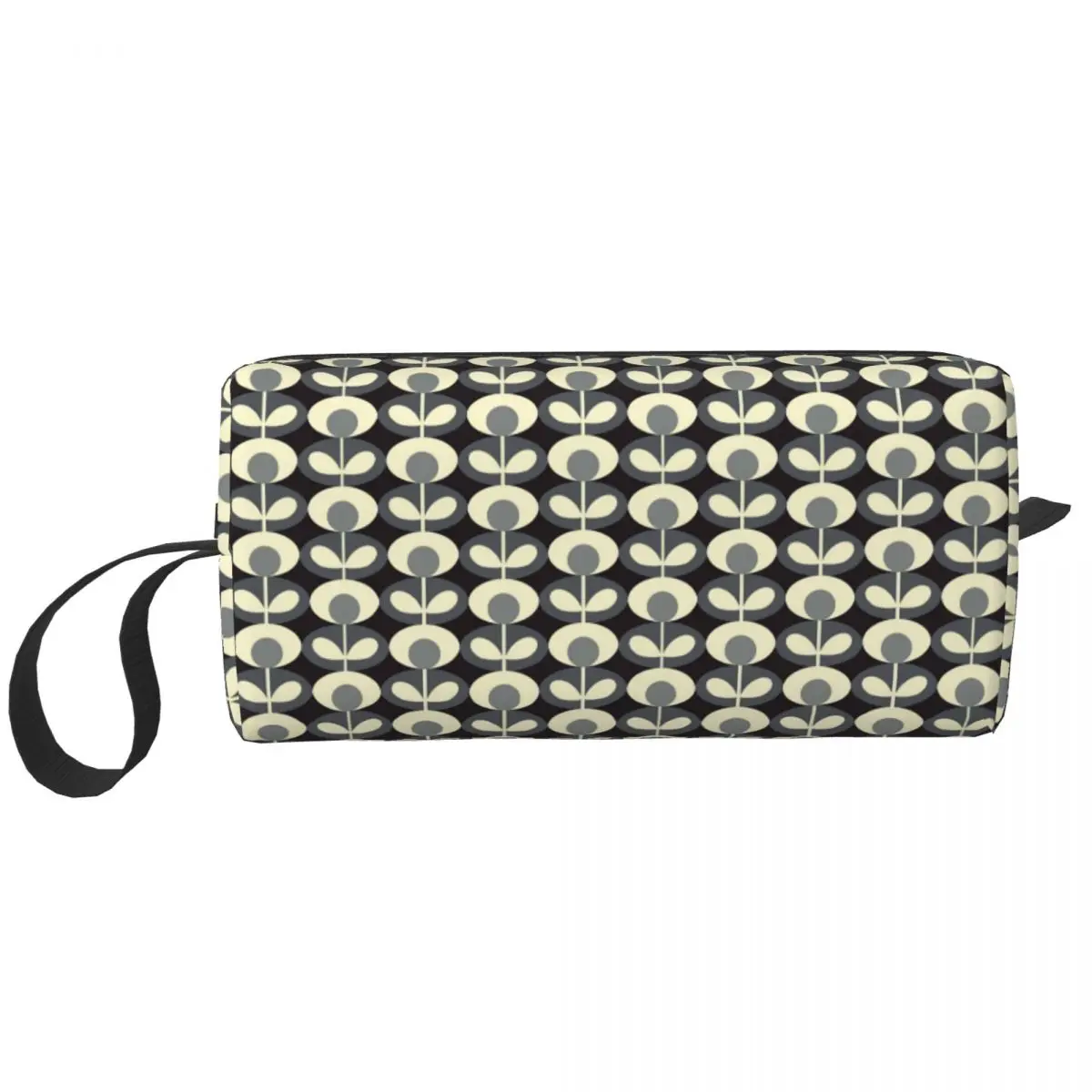 Custom Oval Flower Cool Grey Orla Kiely Cosmetic Bag Large Capacity Makeup Case Beauty Storage Toiletry Bags Dopp Kit Case Box