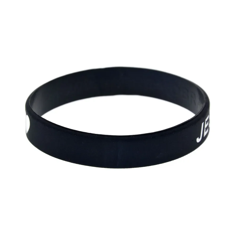50 Stück Kreuz, Gerechtigkeit und Liebe zu Jesus Silikon-Gummi-Armband, Glaube, Hoffnung, christliches Armband, Schwarz – Detail 7