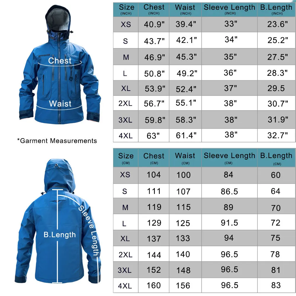 Waterproof Fishing Rain Suit Set Insulated Waist Wader and Hooded Wading Jacket Winter Sailing Clothing for Men&Women Navy Blue