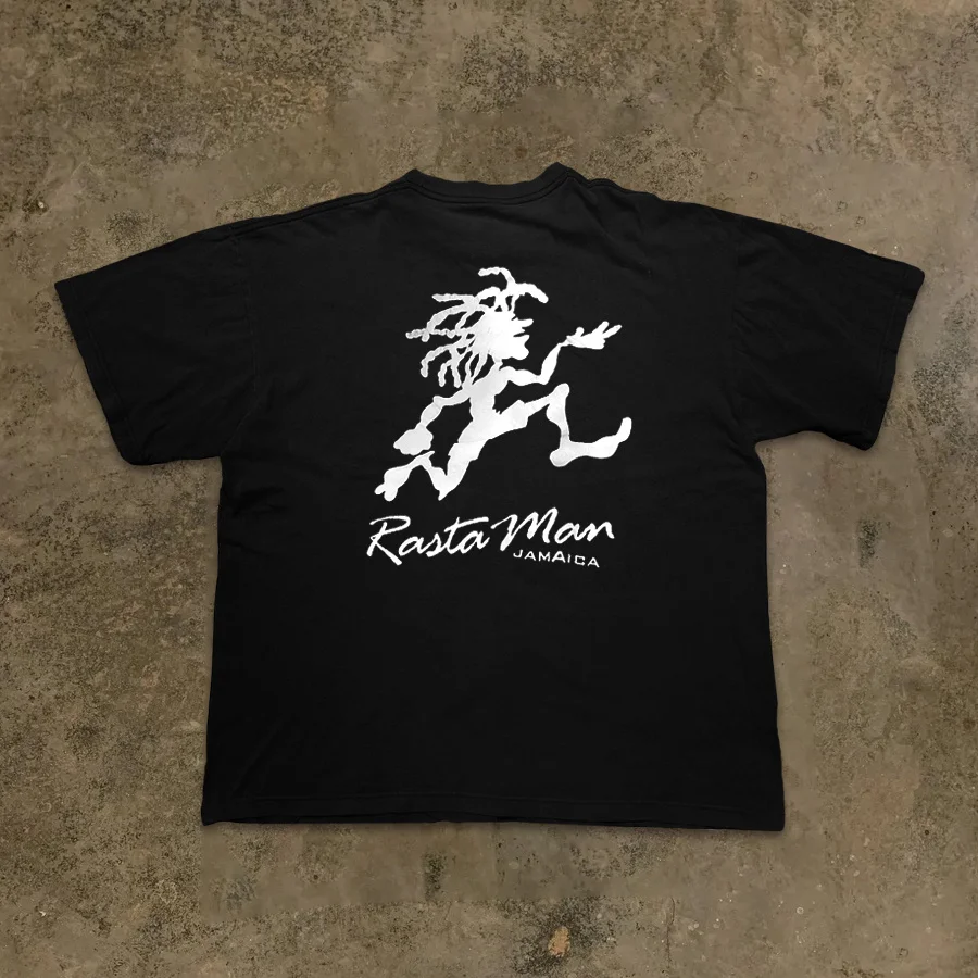 Übergroßes Personalisiertes Schwarz-Weißes Basic Baumwoll-Kurzarm-T-Shirt
