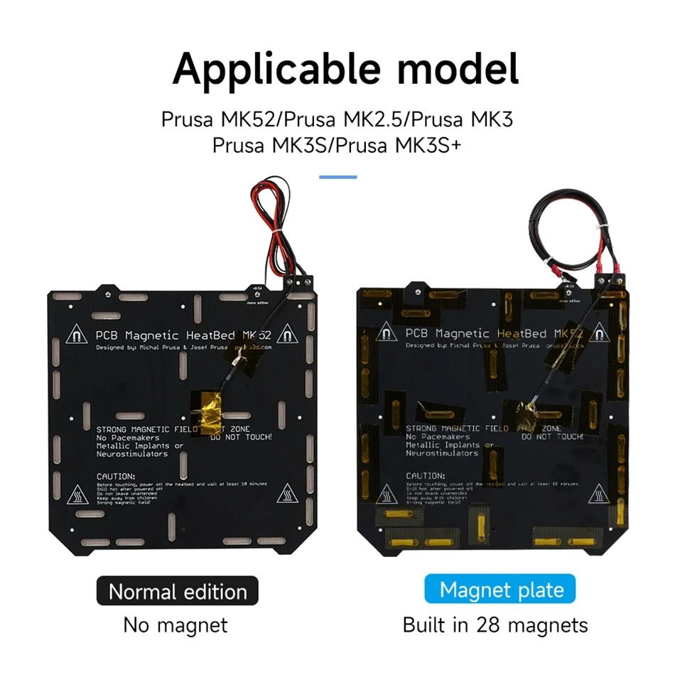 PCB Heatbed Base For Prusa i3 MK3S MK52 3D Printer Hot Bed Plate 24V 220W Normal / Magnetic Version