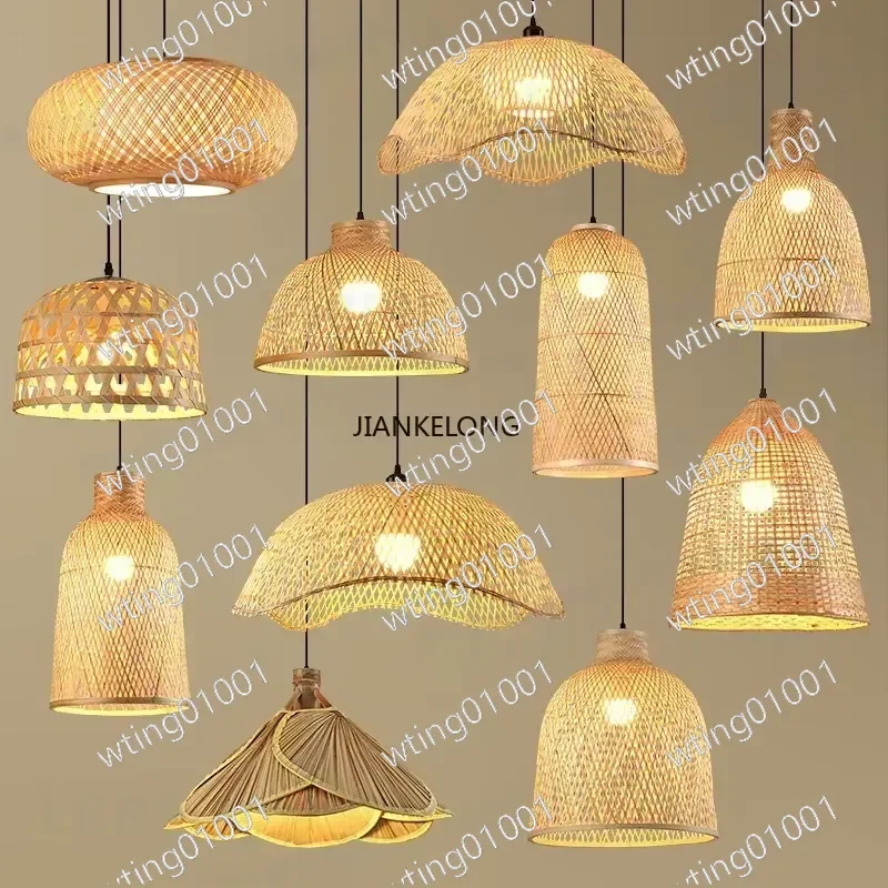 for TEMAR Modern Woven Bamboo Hanging Light Artistic Fixture for Hot Pot Dining Room Bedroom Commercial Space Tea House Decor