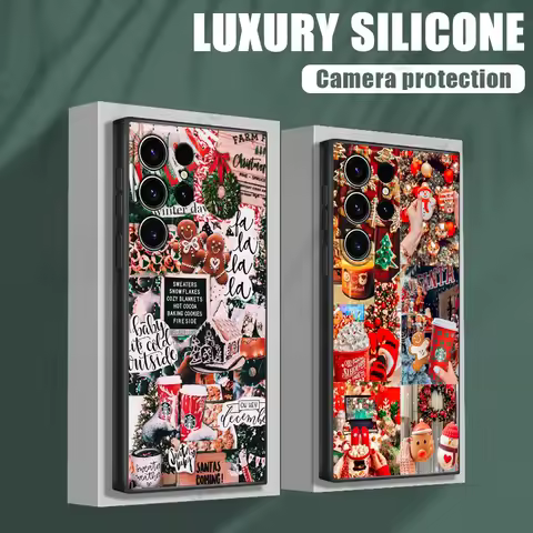 Christmas Scenery Phone Case For Samsung Galaxy S24FE Cases S25 Ultra S23 S21 S20 FE S22 S24 Plus Note 20 Ultra Silicone Cover