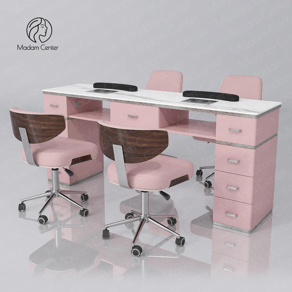 

Modern Furniture Full Set for Nail Salon Wood Manicurist Table Desk Dust Collector Nail Tech Spa Mesas De Manicure