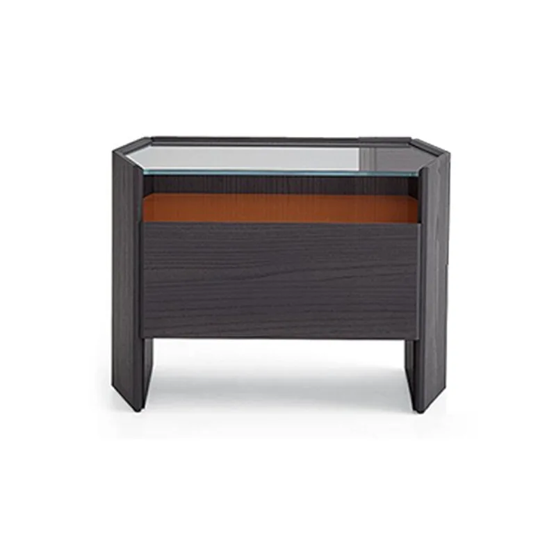 Bedside table ins smoked wood designer bedroom solid wood furniture mobile cabinet storage