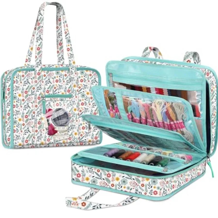 

Sewing and Craft Supplies Storage Tote Large Capacity Travel Packing Organizer Bag with Clear Pockets and Handle for Knitting C