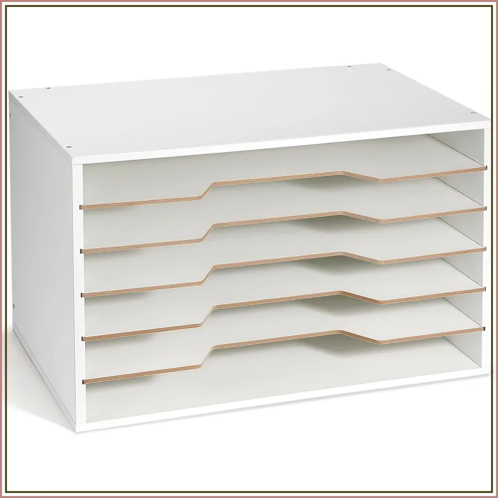 

12x18 Construction Paper Organizer, Larger Wooden Literature Organizer, 6-Tier Desktop File Sorter for Home, Classroom, Office