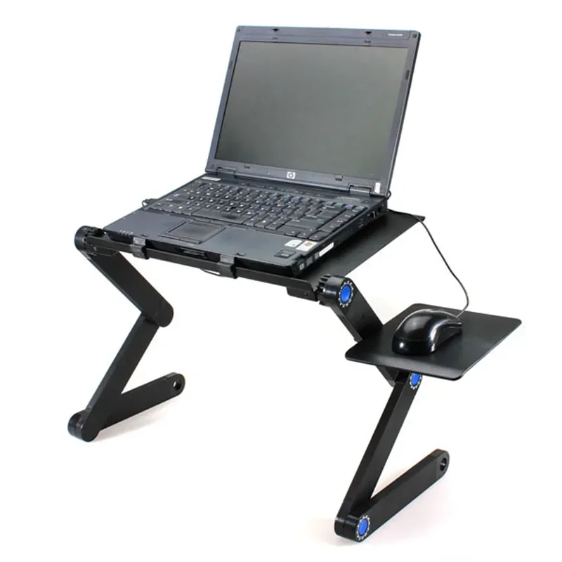 Imagem -03 - Dobrável e Ajustável Laptop Desk Stand Suporte de Mesa Durável Alumínio Bandeja com Refrigeração Dual Fan Mouse Pad Grau