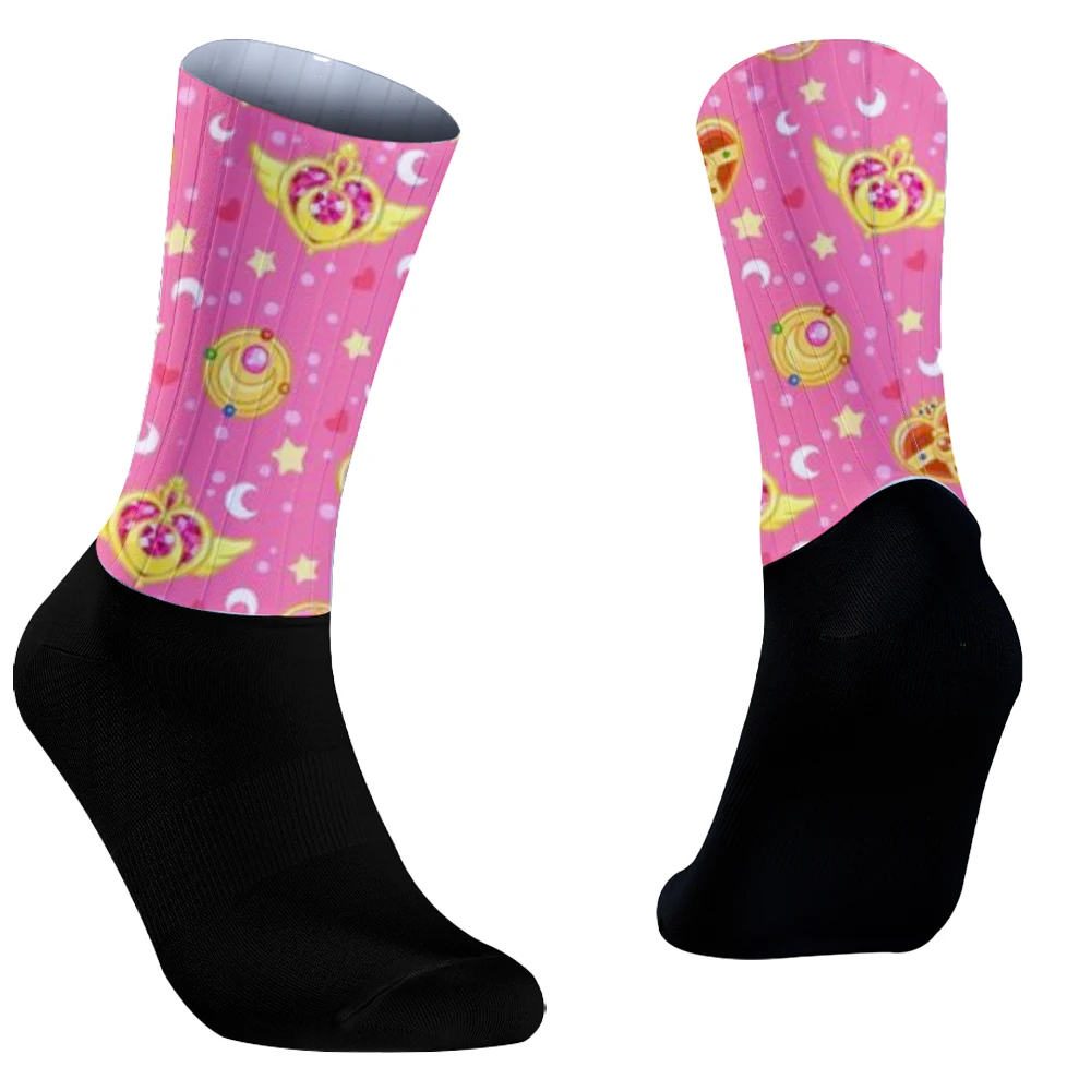 

2024 New Anime Cartoon Women Colorful Socks Sports Cycling Hip Hop Street Elastic Calf Socks Cotton Soft cycling Socks