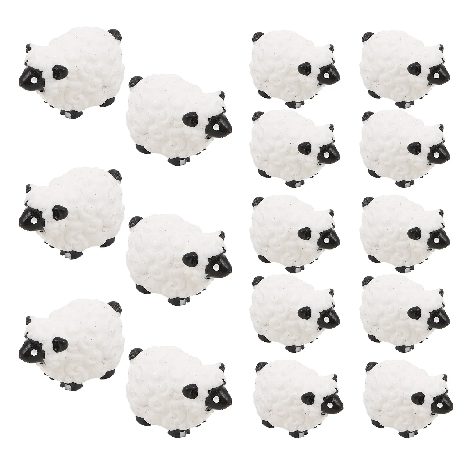 30Pcs Mini Resin Sheep Ornaments White Flat Back Decor for Moss Landscape Potted Plants Table Cake Home Outdoor