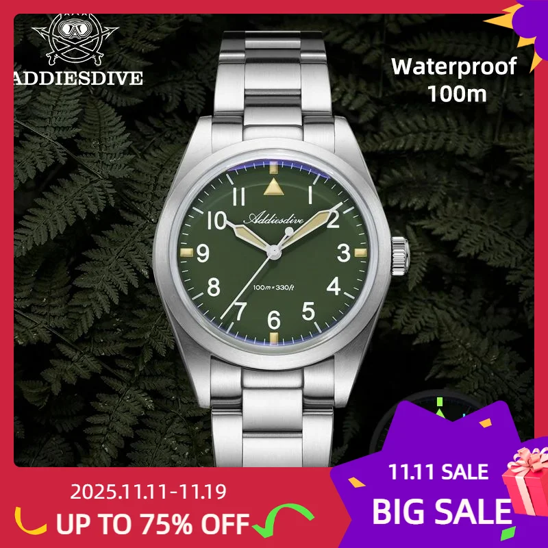 

ADDIESDIVE Titanium Watches for Men Simple Quartz Watch 36mm Super Luminous Men's Wristwatches 10ATM Waterproof Ultra-thin Reloj