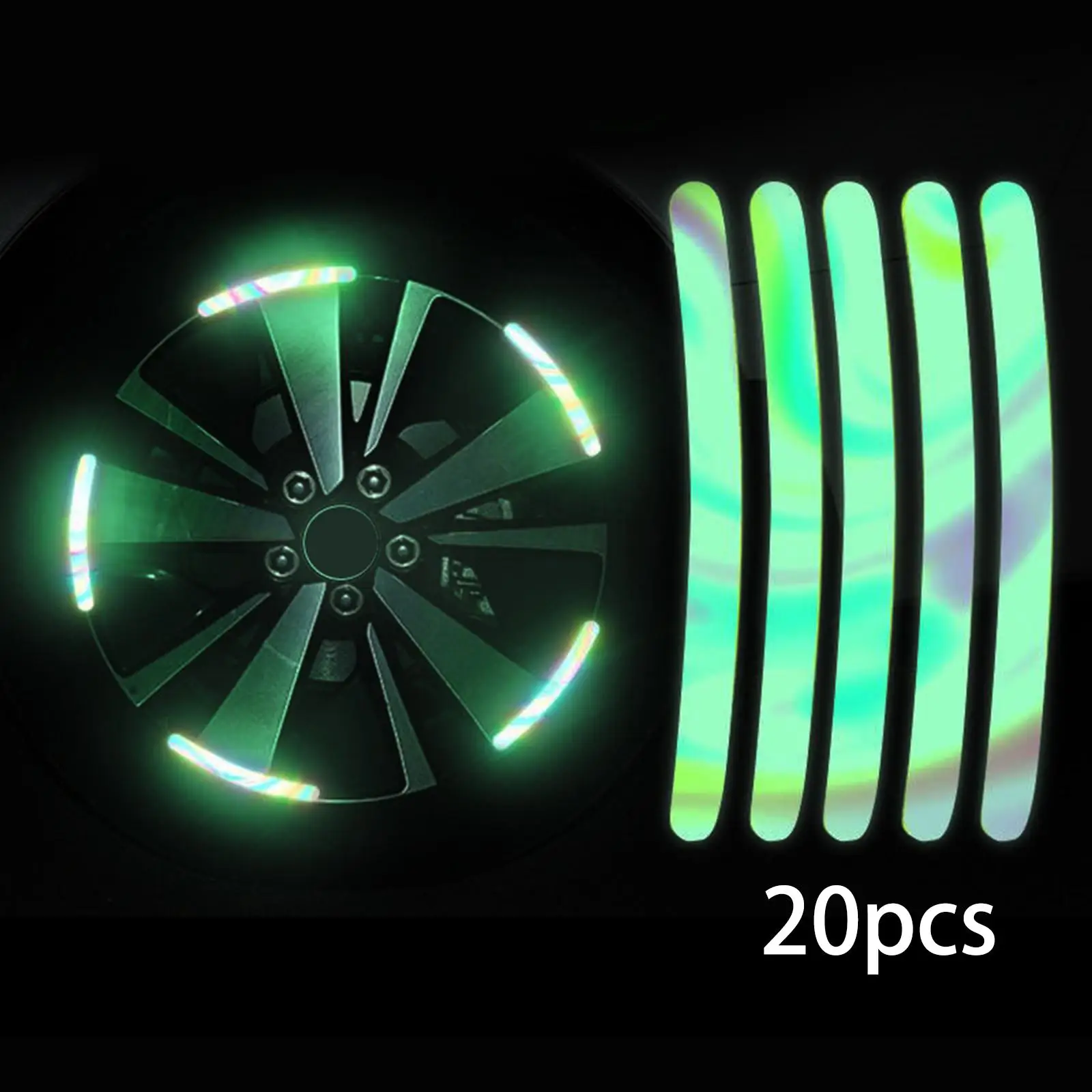 20x Universal Car Wheel Hub Reflective Stickers Anti Scratch Luminous Reflective Stripe Wheel Rim Tape for Cars
