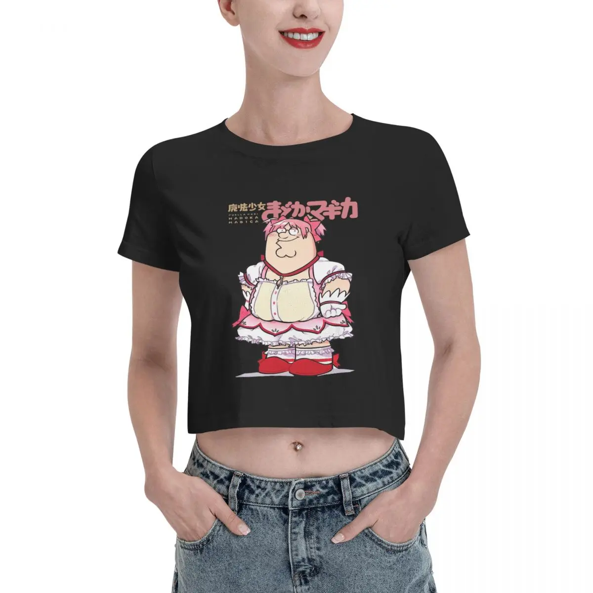 Magical Girl Classic Leak navel T-shirt, Puella Magi Madoka Magica Anime Womens Summer Cotton  Crew Neck Short Sleeve T Shirts