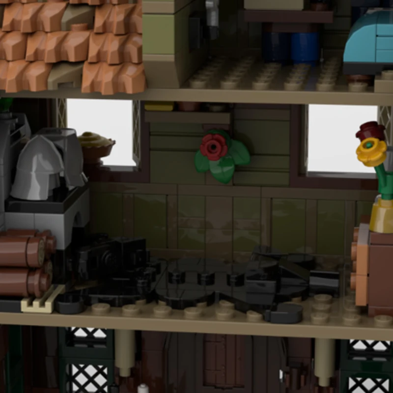 Modello medievale Moc Building Bricks Village tavles Blacksmiths Technology blocchi modulari regali giocattoli di natale set fai da te assemblaggio