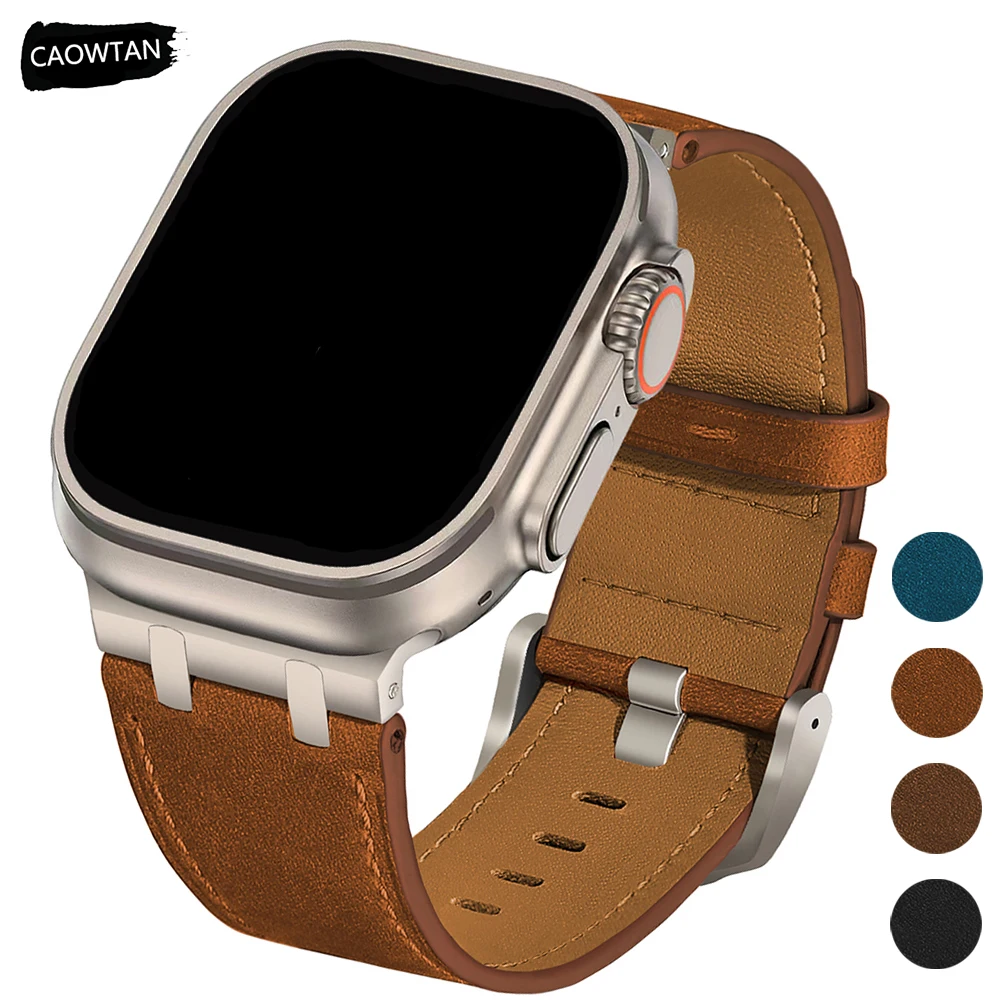 Leather Band for Apple Watch Ultra 3 2 49mm Series 11 10 46mm Luxury Strap Bracelet for iWatch 10 9 8 7 6 5 4 SE ultra 44 45mm