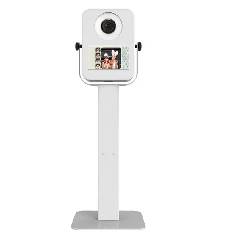 Photo Booth Self Service Touch Screen LED Photo Kiosk with 1920x1080 Resolution Facial Recognition Floor Standing