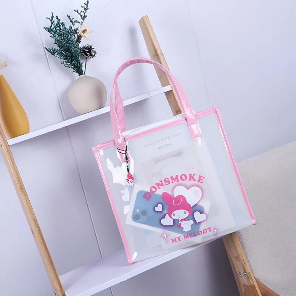 Sanrio Shoulder Bags Hellokitty Pvc Handbag Kawaii Waterproof Storage Pouch Cinnamorol Anime Tote Cute Beach Backpacks for Women